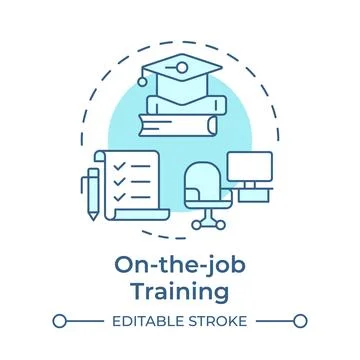 On the job training soft blue concept icon Stock Illustration