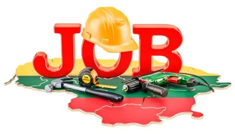 Job Vacancies in Lithuanian concept, 3D rendering Ilustración de archivo