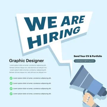 Job vacancy concept, Join our team banner. We rent communication posters. Stock Illustration