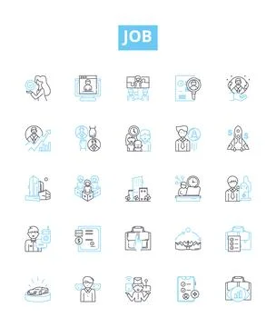 Job vector line icons set. Work, Employment, Profession, Occupation, Task Stock Illustration