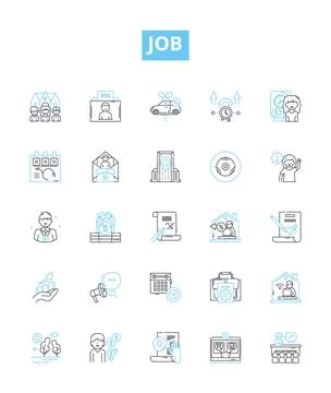 Job vector line icons set. Work, Employment, Profession, Occupation, Task Illustrazione stock