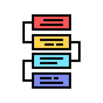 Job working steps and tasks color icon vector illustration Stock Illustration