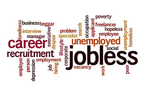 Jobless word cloud concept Stock Illustration