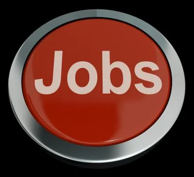 Jobs computer button in red showing work and careers Stock Illustration