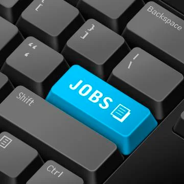 Jobs concept with 3d computer keyboard Stock Illustration