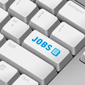 Jobs concept with 3d computer keyboard Illustrazione stock