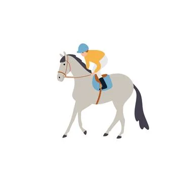 Jockey cantering a horse, simple vector illustration Stock Illustration