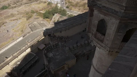 JODHPUR, India - looking down from inside in the Mehrangarh Fort Stock-Footage 88354940