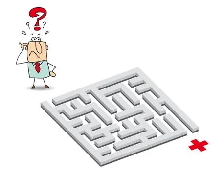 Joe in front of the maze Stock Illustration