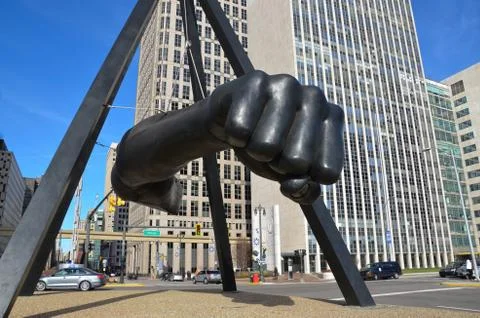 Joe Louis memorial in Detroit, MI Stock Photos
