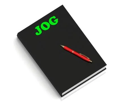 JOG- inscription of green letters on black book on white background Stock Illustration