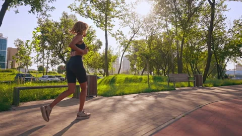 Jogger enjoy running in town Stock Footage 257768467