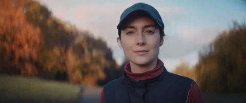 Jogger Model Smiles at Camera and Turns Away Stock Footage 148179312