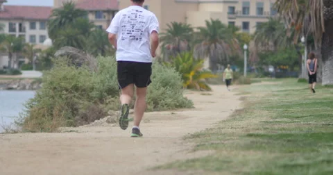Jogger runs along a path Video stock 40050145