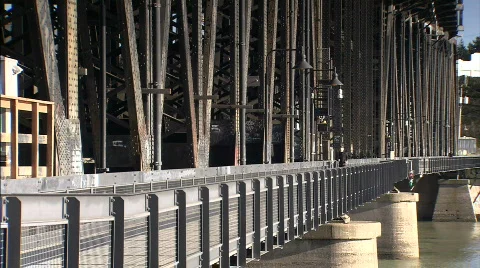 Joggers on a bridge Stock Footage 632714