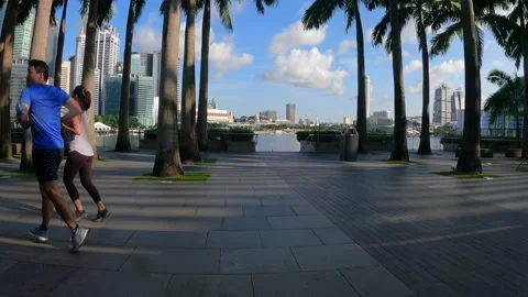 Joggers in city Stock Footage 156651906