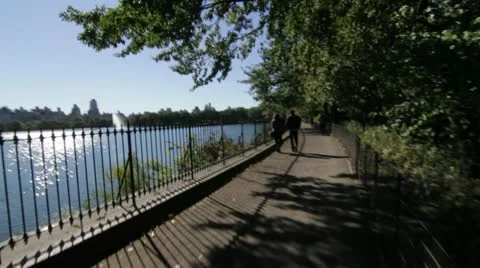 Joggers in NYC's Central Park on a Sunny Day Stock Footage