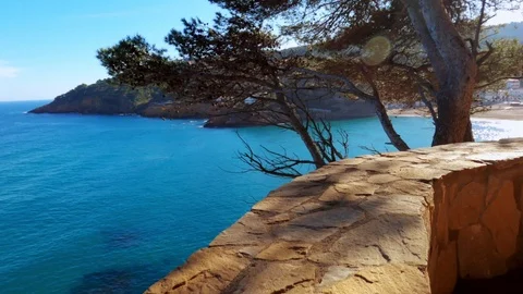 Jogging along the coastal cliffs. View from the runner perspective. Picturesque Stock Footage 123121822
