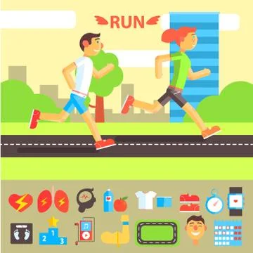Jogging and Running Set Stock Illustration