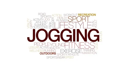 Jogging animated word cloud, text design animation. Kinetic typography. Stock Footage 72415606