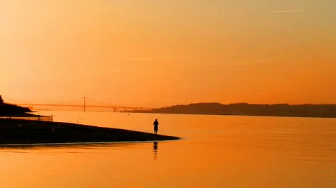 Jogging on the beach Stock Footage 268486