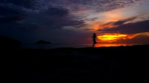 Jogging on the beach Stock Footage 89019978