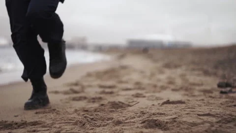 Jogging on the beach Video stock 168879167