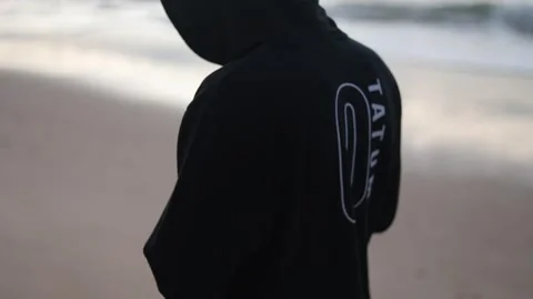 Jogging on the beach in slow motion Stock Footage 196038516