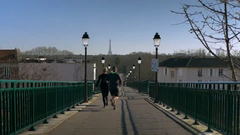 Jogging Bicycle Bridge St Cloud Stock Footage 171083550