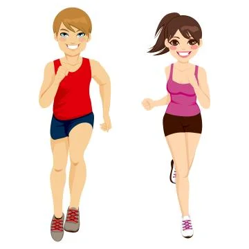 Jogging Couple Running Together Ilustração Stock