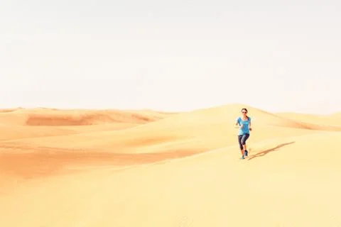Jogging In The Desert 写真素材