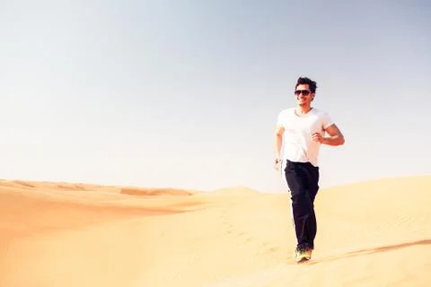 Jogging In The Desert 写真素材