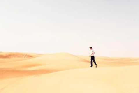 Jogging In The Desert 스톡 사진