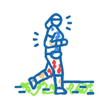 Jogging elderly leisure icon doodle illustration Stock Illustration