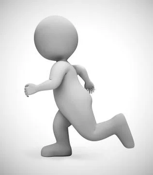 Jogging for exercise athletes during a marathon - 3d illustration Stock Illustration