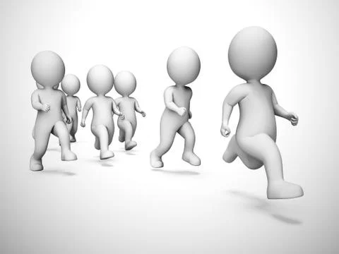 Jogging for exercise athletes during a marathon - 3d illustratio Stock Illustration