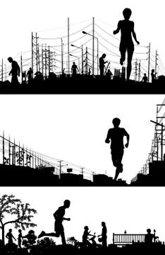Jogging foregrounds Stock Illustration
