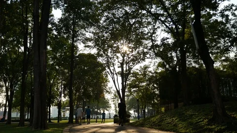 Jogging in park Stock Footage 104424259