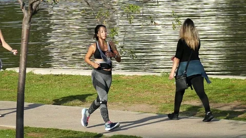 Jogging In The Park Stock Footage 123947557