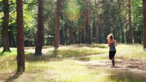 Jogging in park in summer Stock Footage 78234643