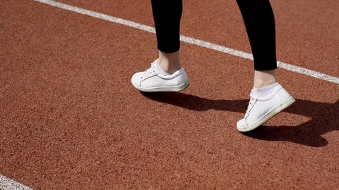 Jogging on racetrack Stock Footage 95081548