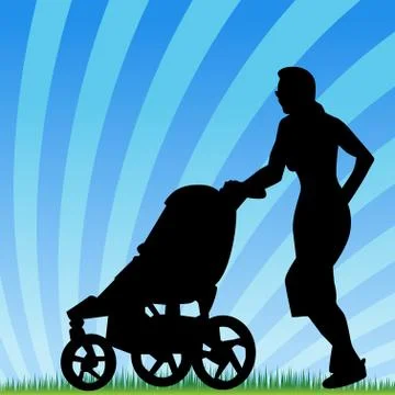 Jogging with stroller Stock Illustration