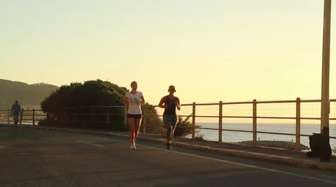 Jogging at the sunset Stock Footage 67634905