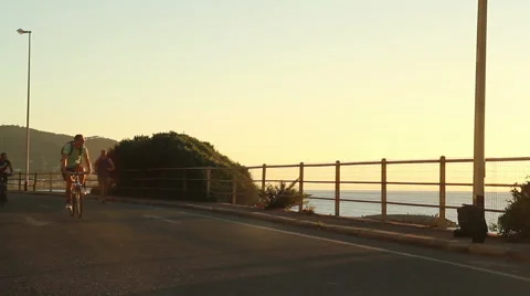 Jogging at the sunset Stock Footage 67636587