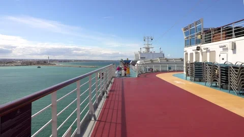 Jogging track on top deck of a cruise ship Stock Footage 251744678