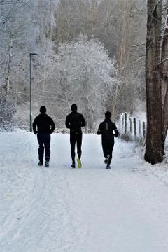 Jogging in winter Foto stock