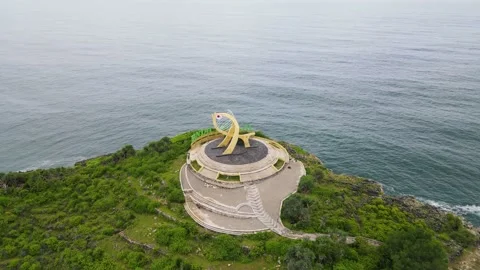 Jogja beach with a fish statue icon Stock Footage 147089586