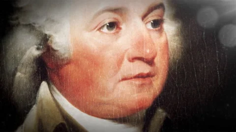 John Adams by John Trumbull: 3 Dynamic Moves in 3D Space, With Dramatic Lighting Stock Footage 203777046