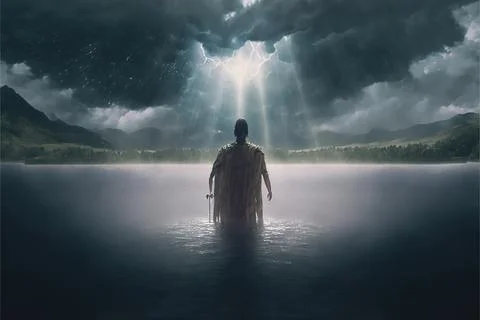 John The Baptiste Soaking In Cold Water Thinking About Eternal Life High Detail Stock Illustration