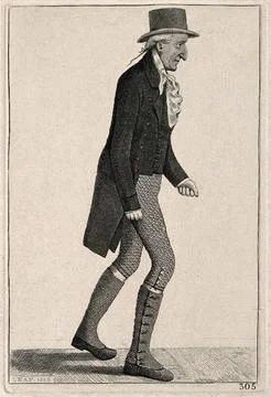 John Brown, an eccentric philospher. Etching by J. Kay, 1819. Stock Illustration